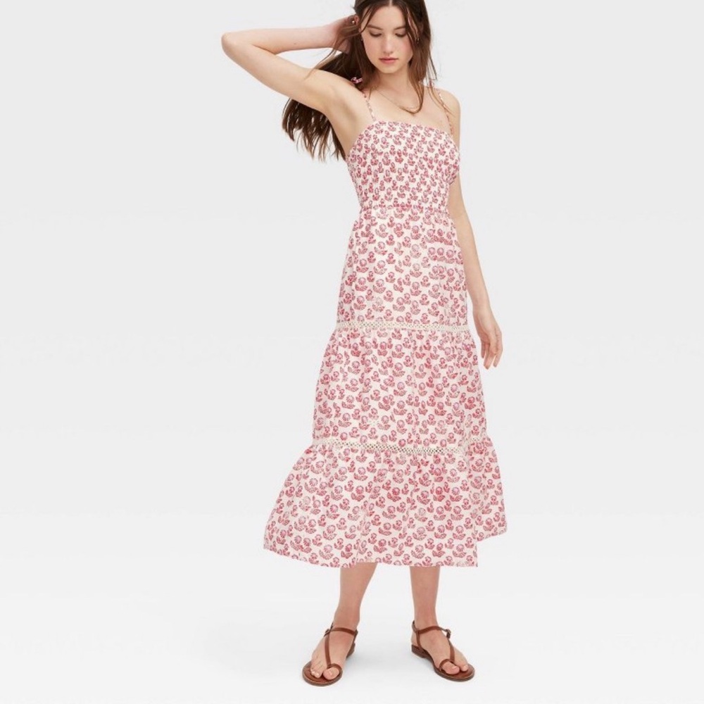 Roller Rabbit x Target - women’s floral tie-shoulder tiered maxi a-line dress re